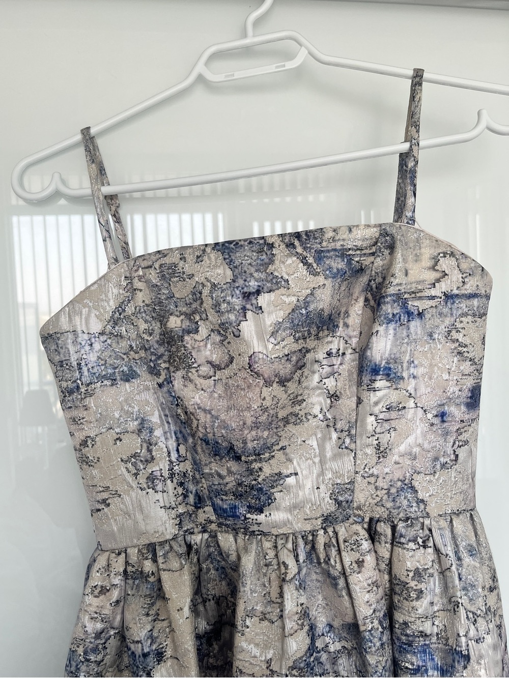 Strapless Vera Wang Dress in Blue & Silver